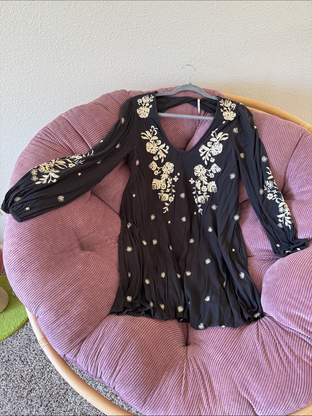 Brown, embroidered free people mini dress